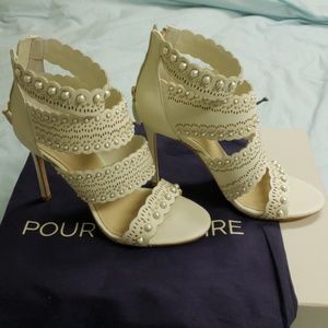 Back zipper open toe heels